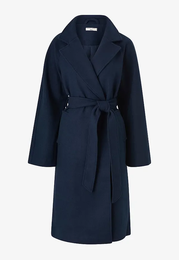 Gina Tricot - Kappa Belted Long Coat - Blå