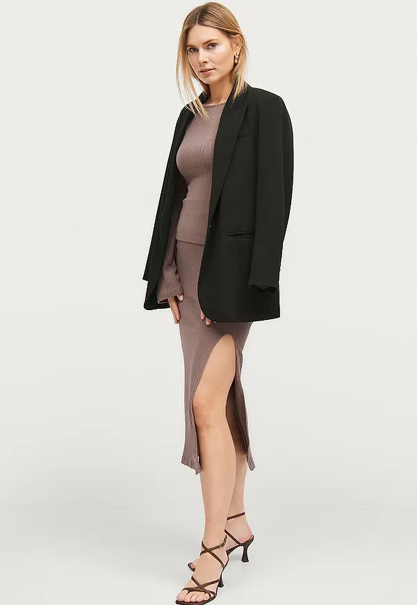Gina Tricot - Kjol Jersey Rib Skirt - Brun