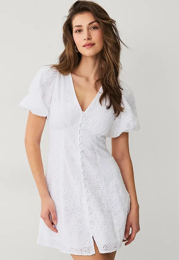 Gina Tricot - Klänning Broderie Anglais Dress - Vit