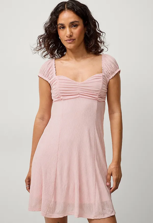 Gina Tricot - Klänning Crinkle Mini Dress - Rosa