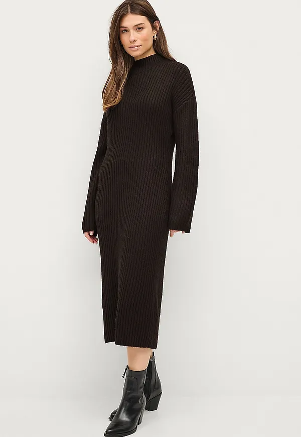 Gina Tricot - Klänning Knitted Turtleneck Dress - Svart