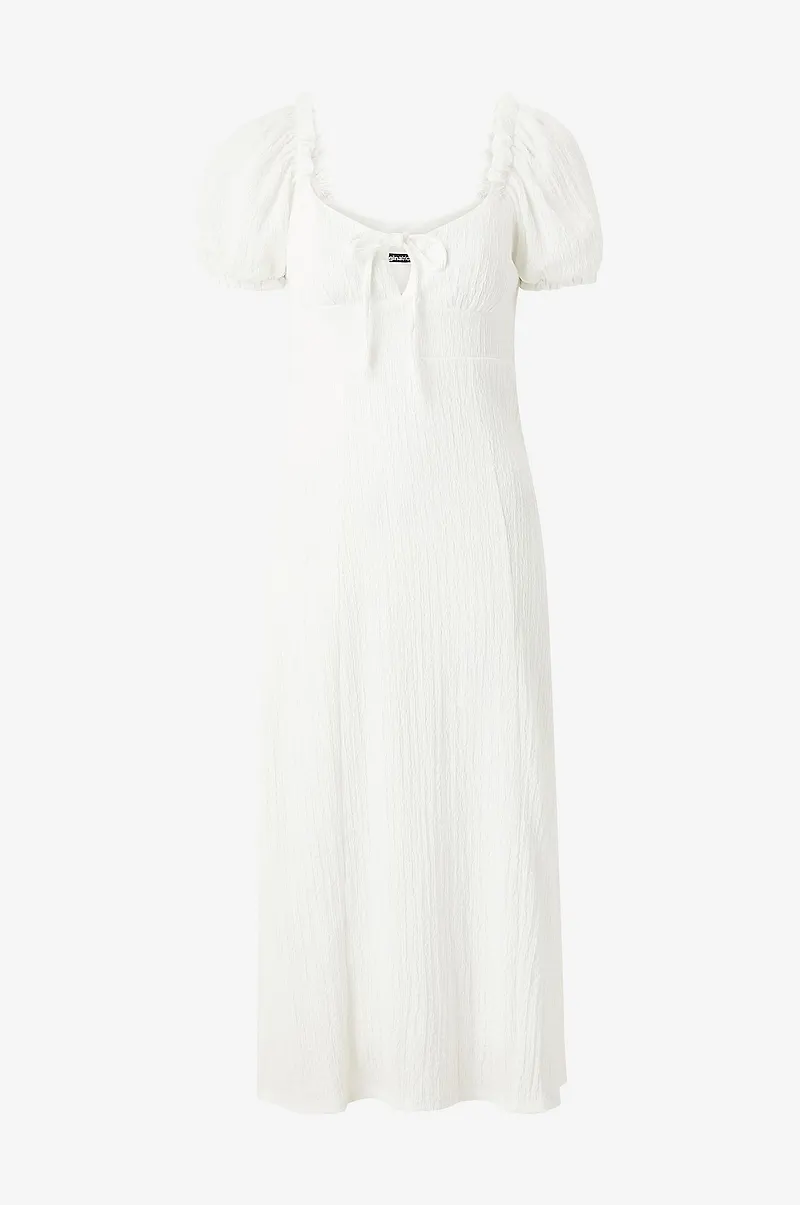 Gina Tricot - Klänning Puff Sleeve Midi Dress - Vit