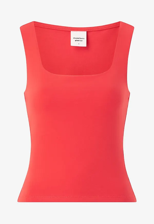 Gina Tricot - Linne Square Neck Tank Top - Röd