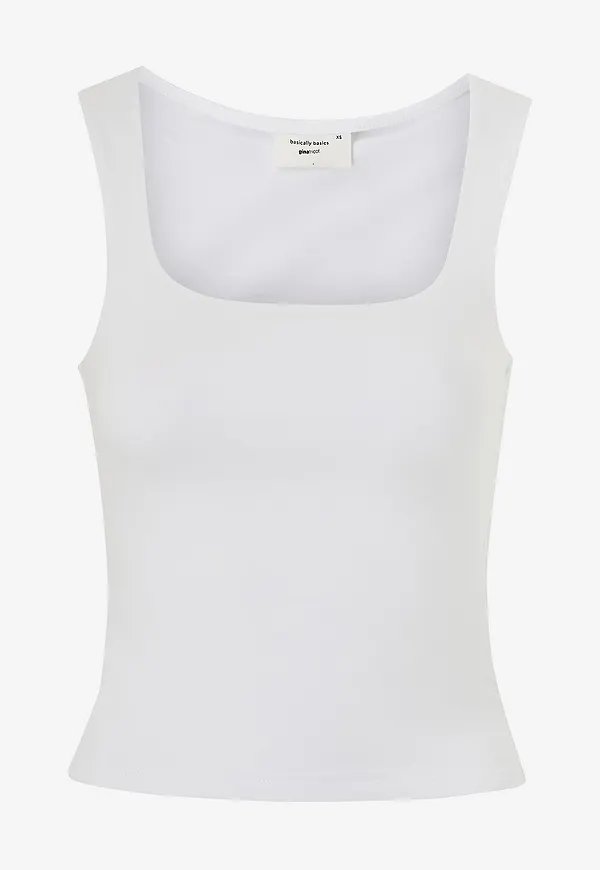 Gina Tricot - Linne Square Neck Tank Top - Vit