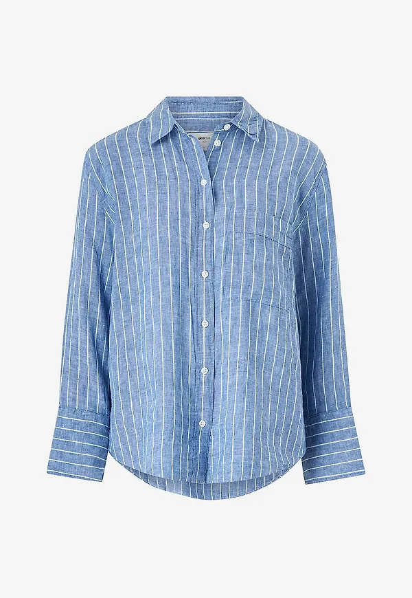Gina Tricot - Linneskjorta Linen Shirt - Blå