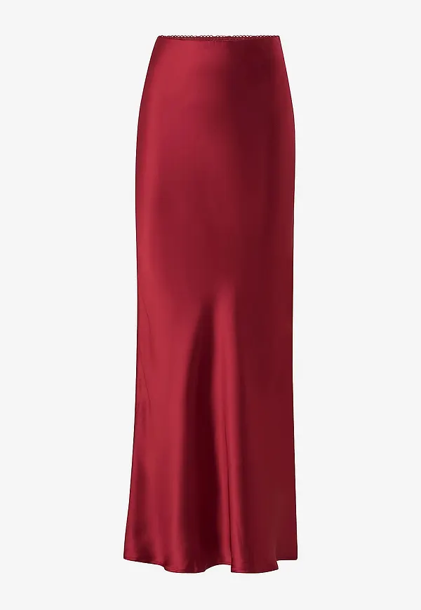 Gina Tricot - Maxikjol Satin - Röd