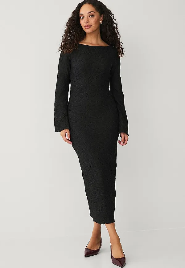 Gina Tricot - Maxiklänning Textured Dress - Svart