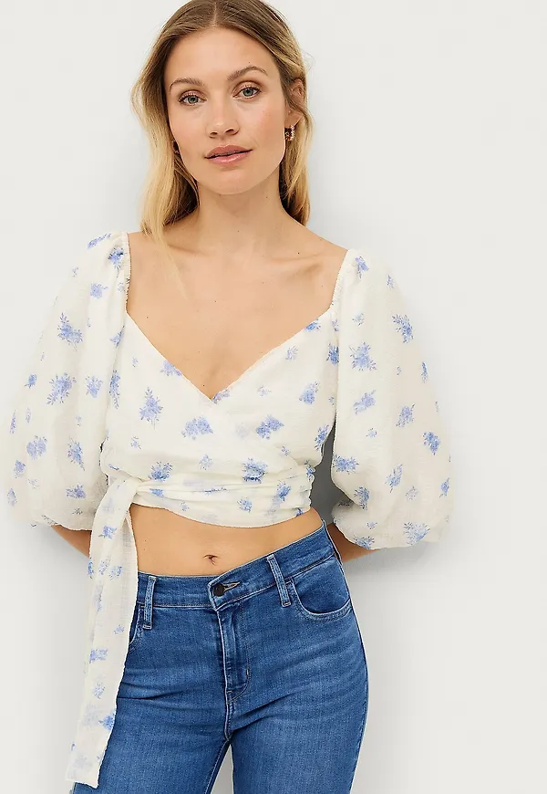 Gina Tricot - Omlottblus Henny Wrap Top - Blå