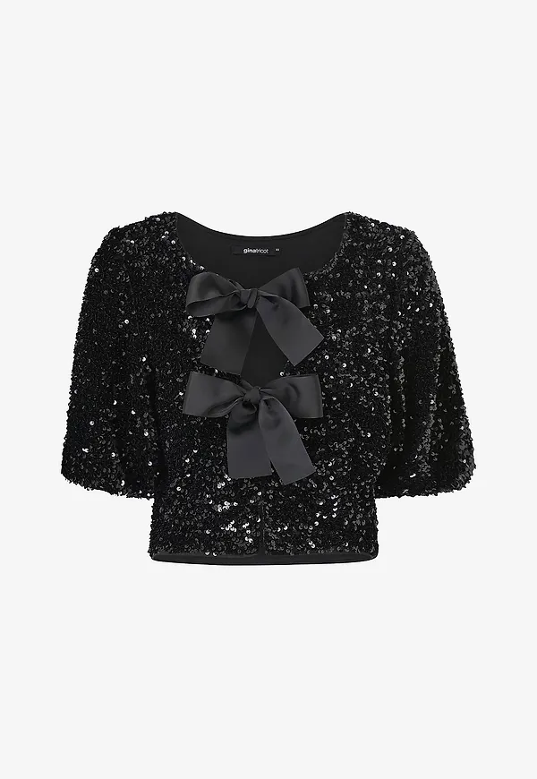 Gina Tricot - Paljettopp Bow Top - Svart