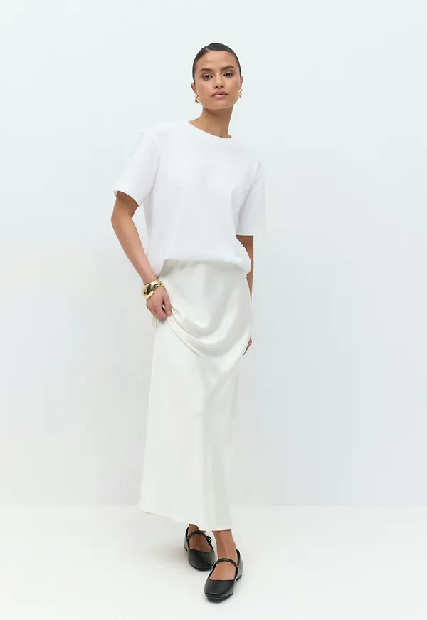 Gina Tricot - Satin skirt - satinkjolar - Vit - S - Dam