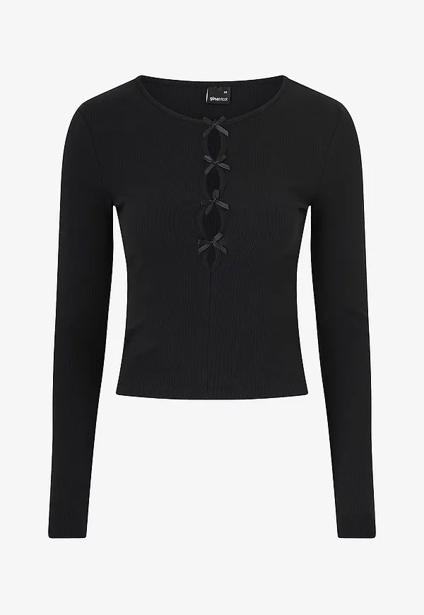 Gina Tricot - Topp Bow Detail Top - Svart