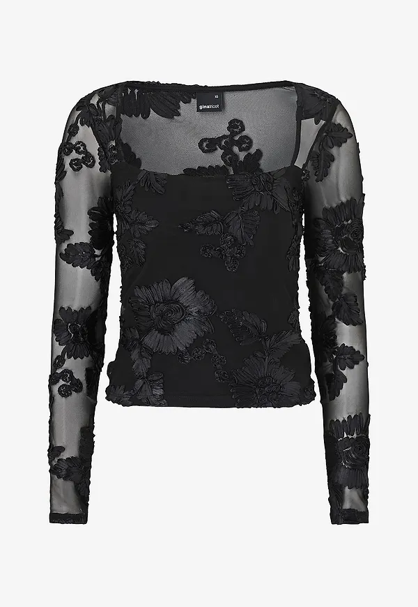 Gina Tricot - Topp Flower Embroidery Top - Svart