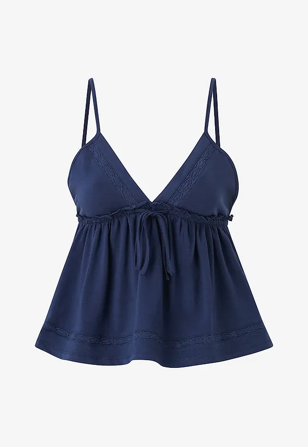 Gina Tricot - Topp Frill Singlet - Blå