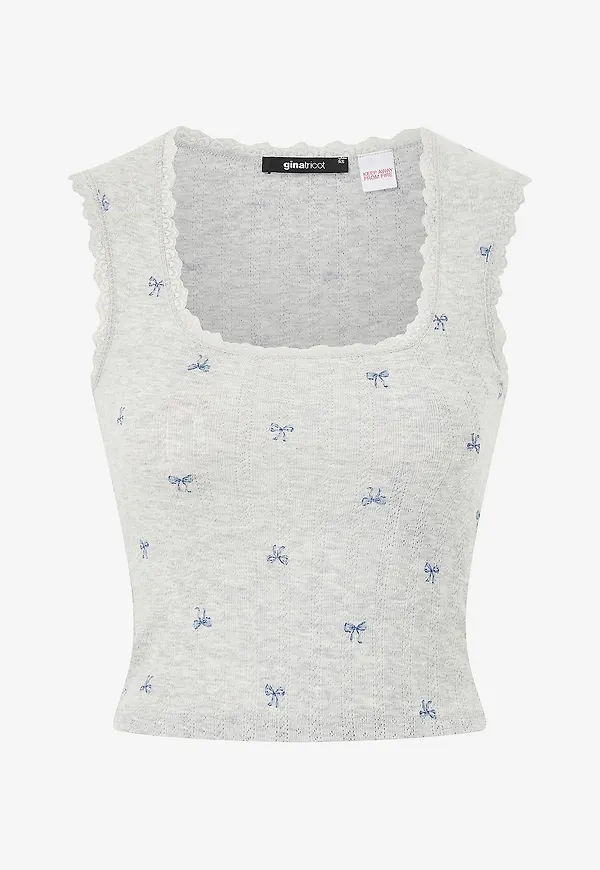 Gina Tricot - Topp Homewear Pointelle Top - Grå