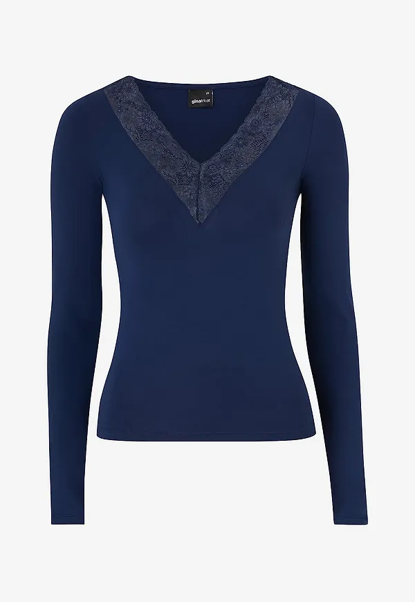 Gina Tricot - Topp Lace Detail Top - Blå