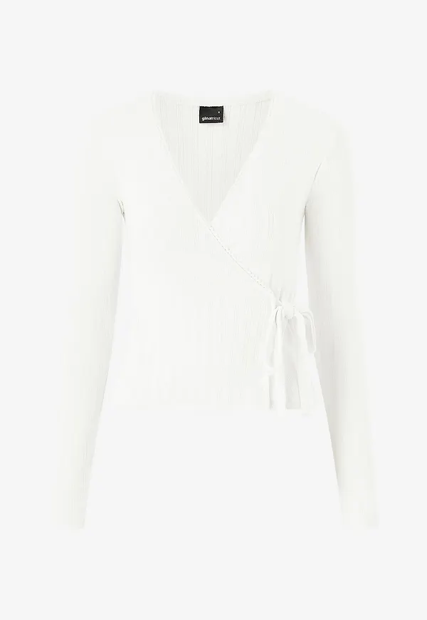 Gina Tricot - Topp Pointelle Wrap Top - Vit