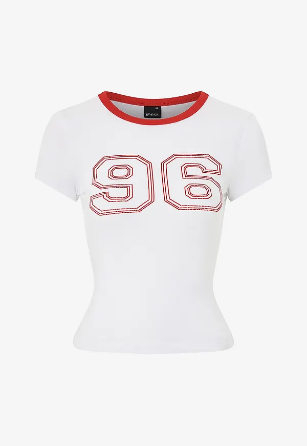 Gina Tricot - Topp Printed Tight Top - Vit