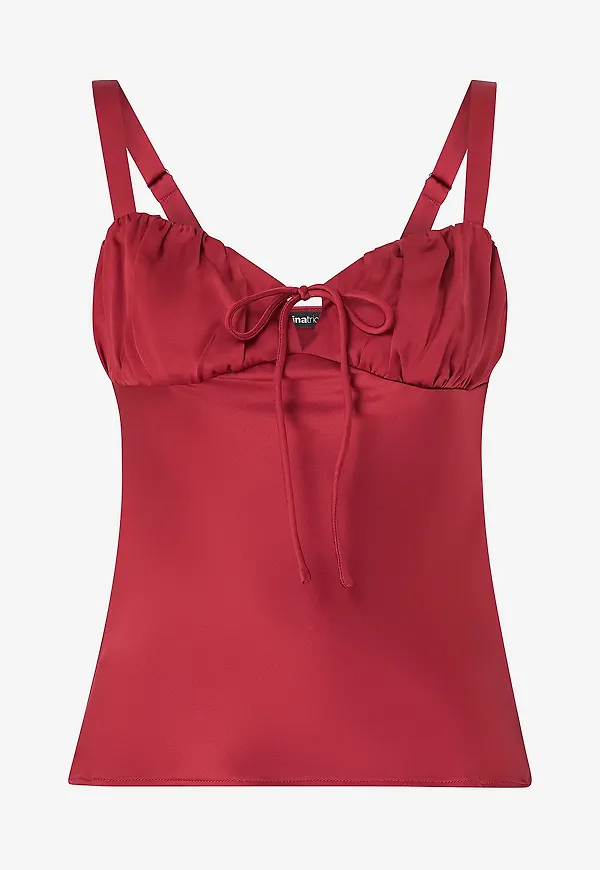 Gina Tricot - Topp Satin Singlet - Röd
