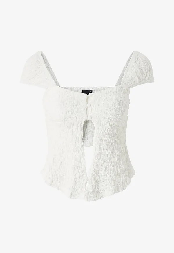 Gina Tricot - Topp Structure Button Top - Vit