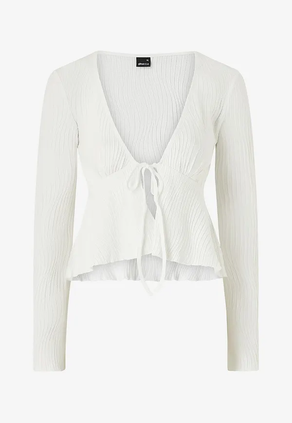 Gina Tricot - Topp Tie Front Top - Vit