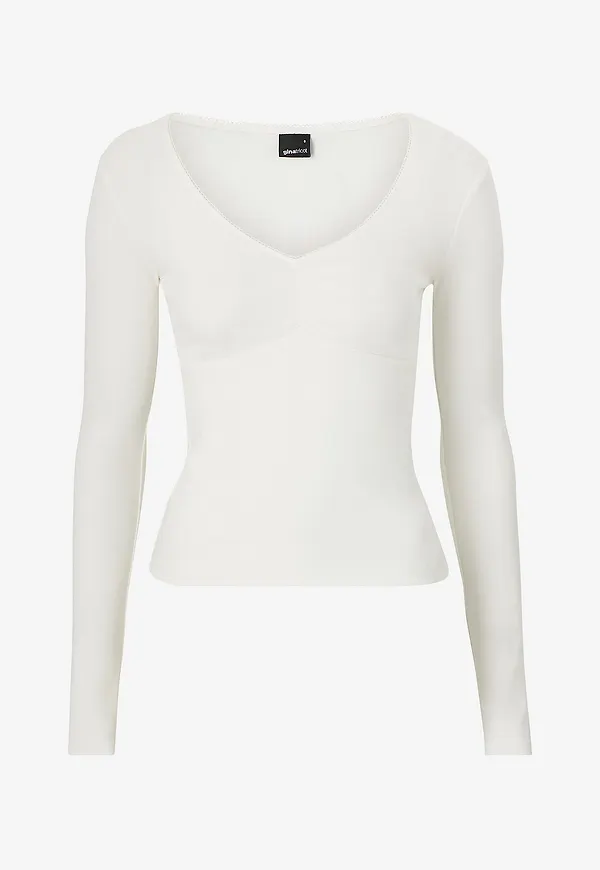 Gina Tricot - Topp V-neck Top - Vit