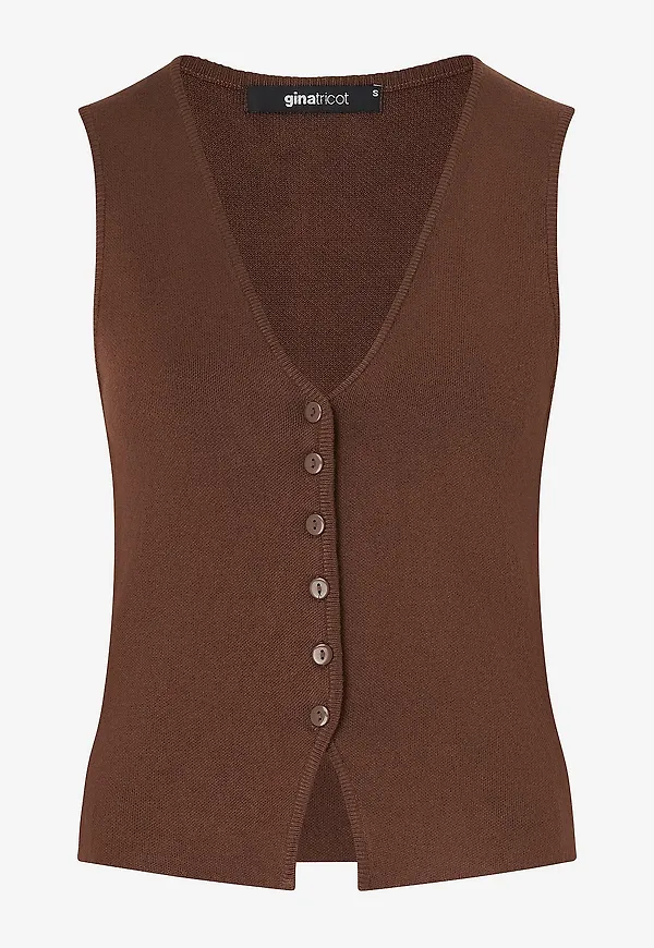 Gina Tricot - Väst Knitted Vest - Brun