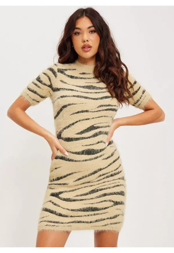 Gina Tricot Anine knitted dress Fodralklänningar Zebra