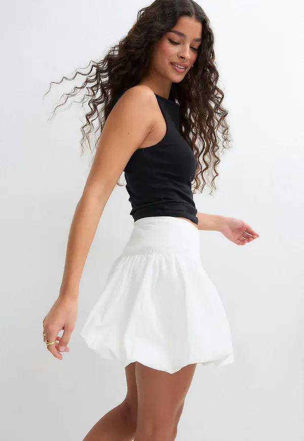 Gina Tricot - Balloon skirt - minikjolar - Vit - 34 - Dam