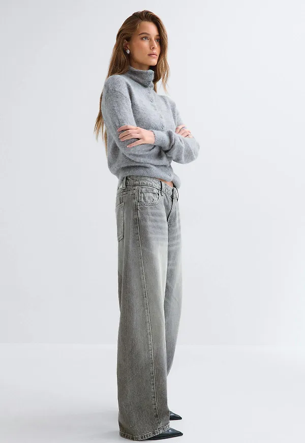 Gina Tricot - Barrel jeans - Baggy & loose jeans - Grå - 34 - Dam