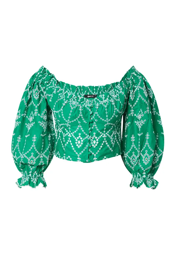 Gina Tricot Blus 'Tindra' grön / vit
