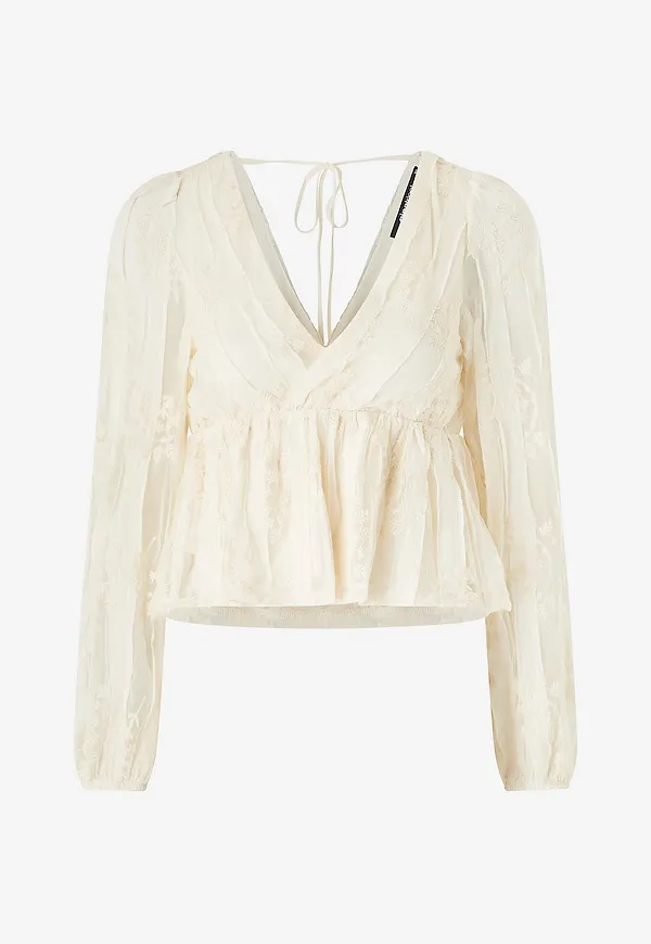 Gina Tricot - Blus Floral Blouse - Natur