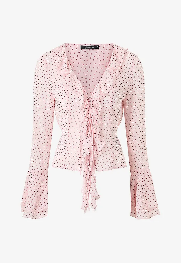 Gina Tricot - Blus Frill Blouse - Flerfärgad