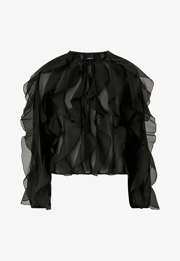 Gina Tricot - Blus Frill Blouse - Svart