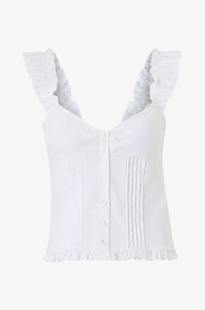 Gina Tricot - Blus Frill - Vit