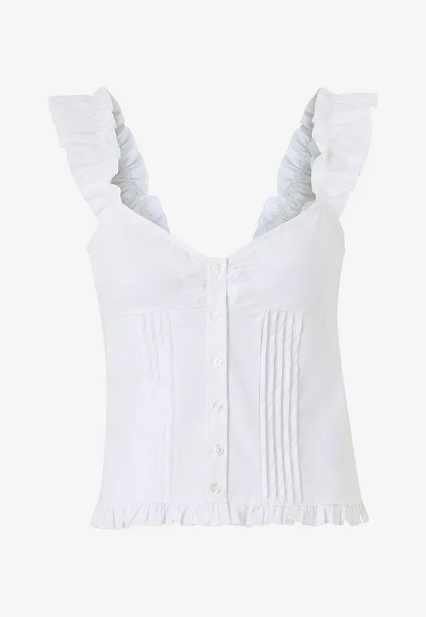 Gina Tricot - Blus Frill - Vit