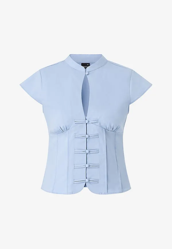 Gina Tricot - Blus Keyhole Top - Blå