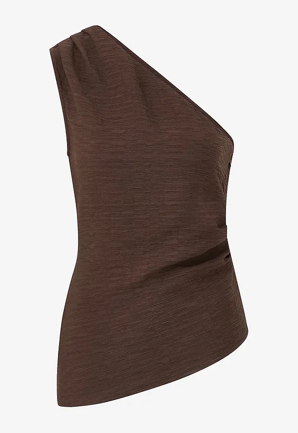Gina Tricot - Blus One shoulder top - Brun