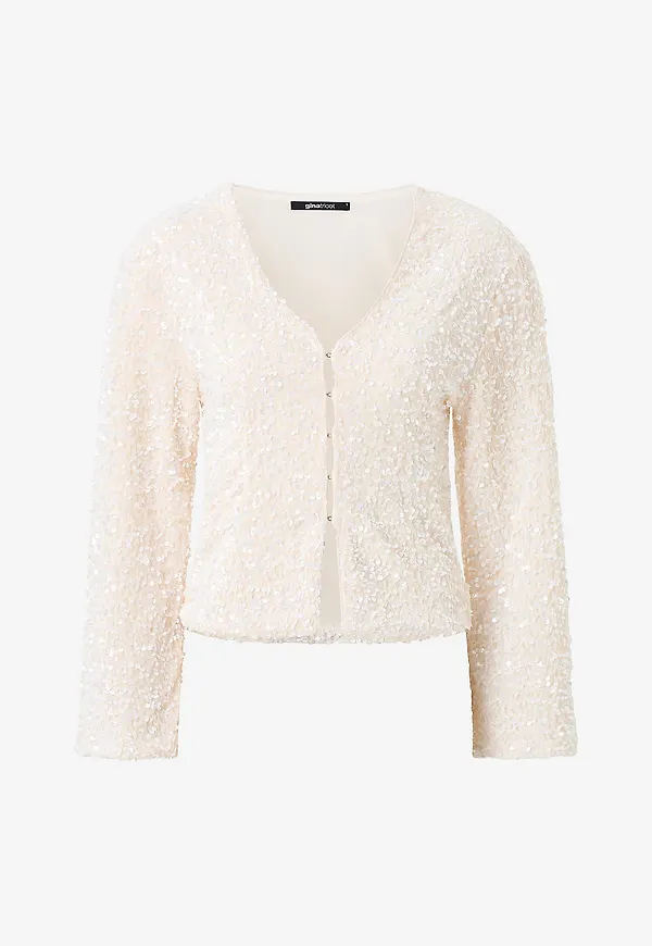 Gina Tricot - Blus Shaped Sequin Top - Natur