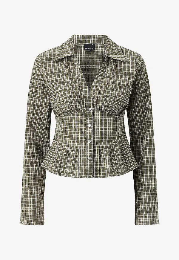 Gina Tricot - Blus Shaped shirt - Grön
