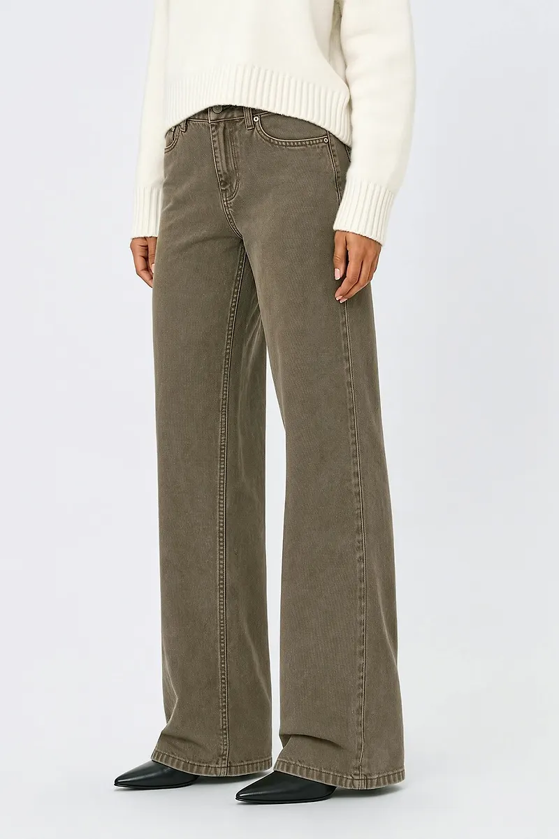 Gina Tricot - Boss bby wide tall jeans - tall jeans - Grön - 32 - Dam