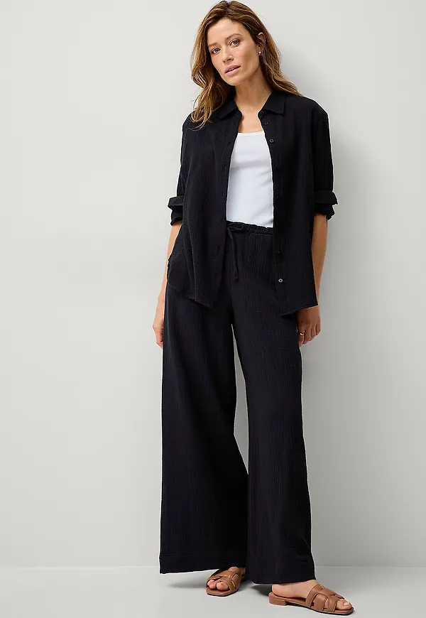 Gina Tricot - Byxor Gauze - Svart