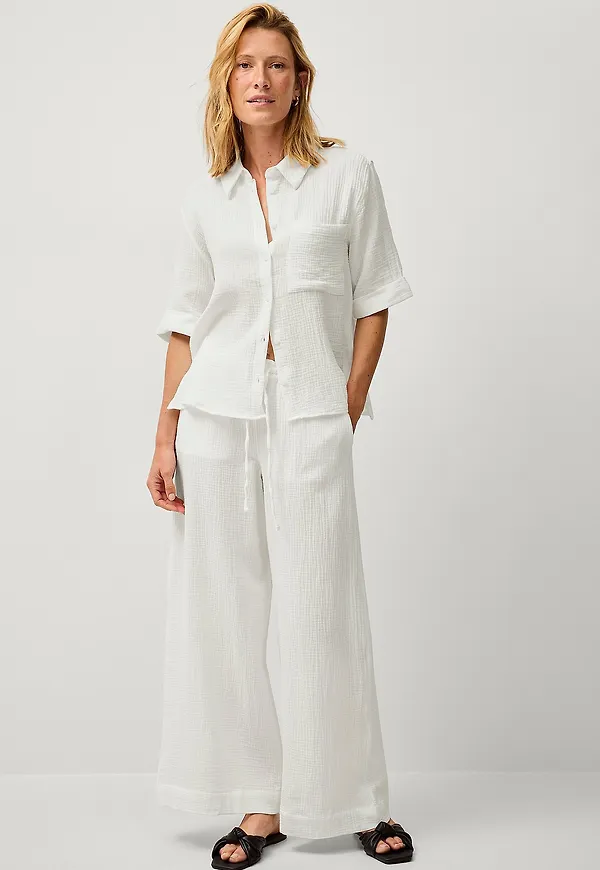Gina Tricot - Byxor Gauze - Vit