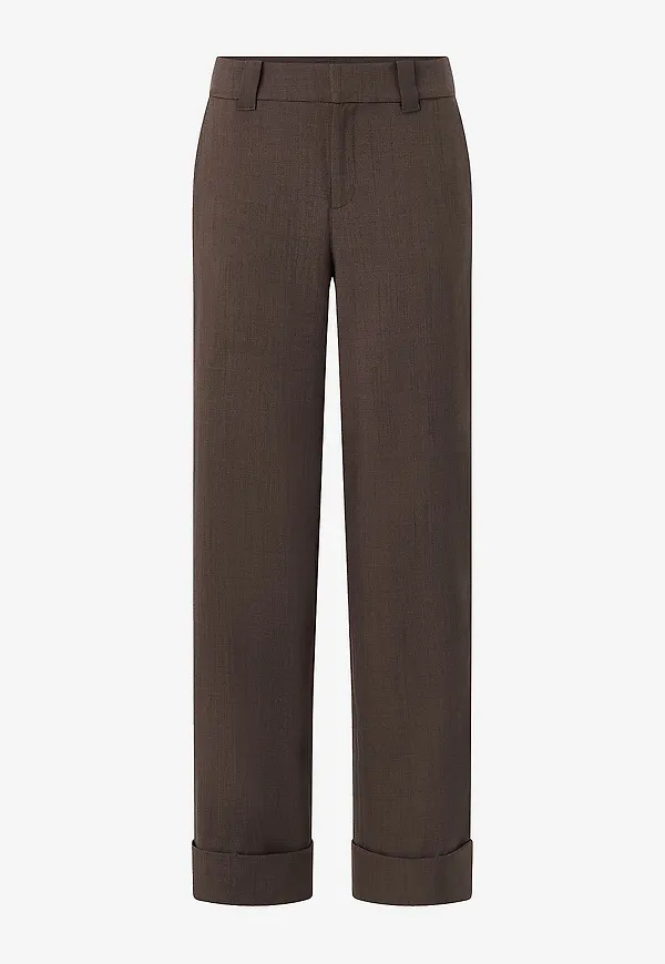 Gina Tricot - Byxor Mid Waist Wide - Brun
