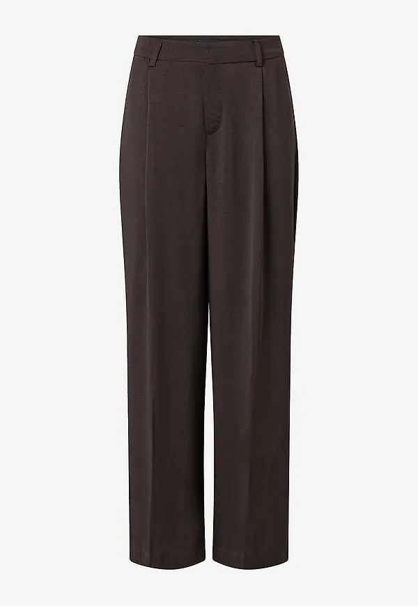 Gina Tricot - Byxor Pleated Satin - Brun