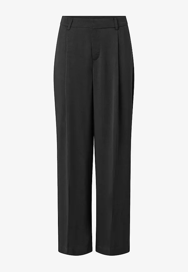 Gina Tricot - Byxor Pleated Satin - Svart