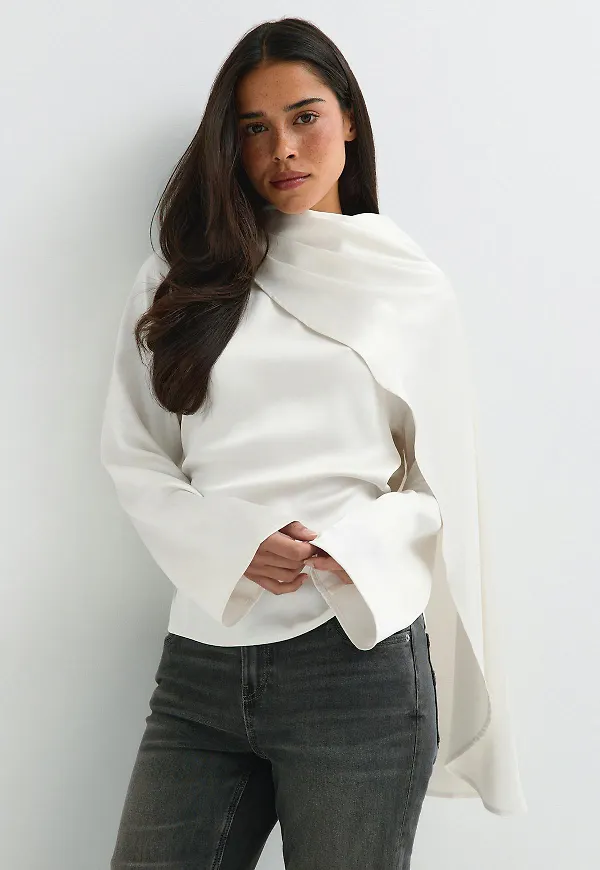 Gina Tricot - Cape blouse - cape-toppar - Vit - XS - Dam