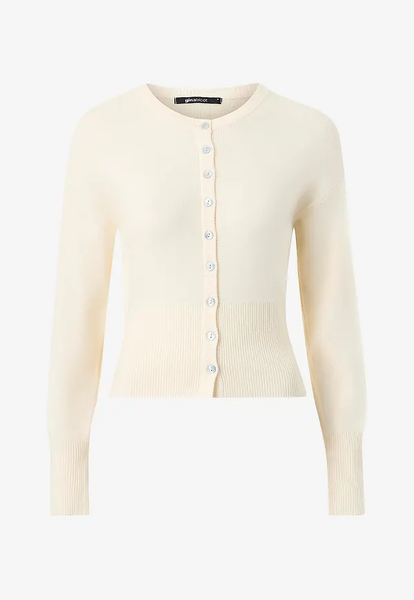Gina Tricot - Cardigan Fitted Knitted Cardigan - Beige