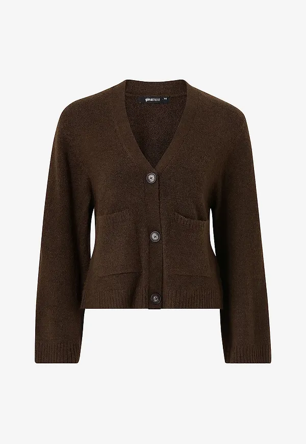 Gina Tricot - Cardigan Knitted Pocket - Brun