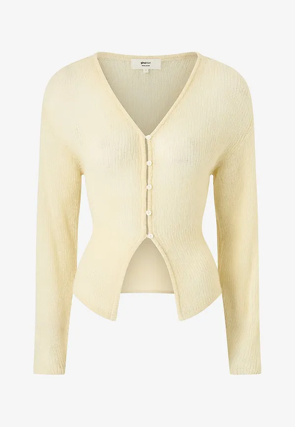 Gina Tricot - Cardigan Knitted Sheer - Gul