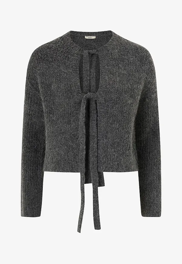 Gina Tricot - Cardigan Knitted Tie Cardigan - Grå